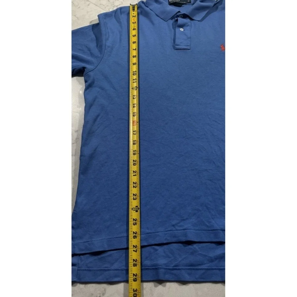 VTG 90s Polo Ralph Lauren Mens Medium Blue Short Sleeve Red Pony Polo Shirt